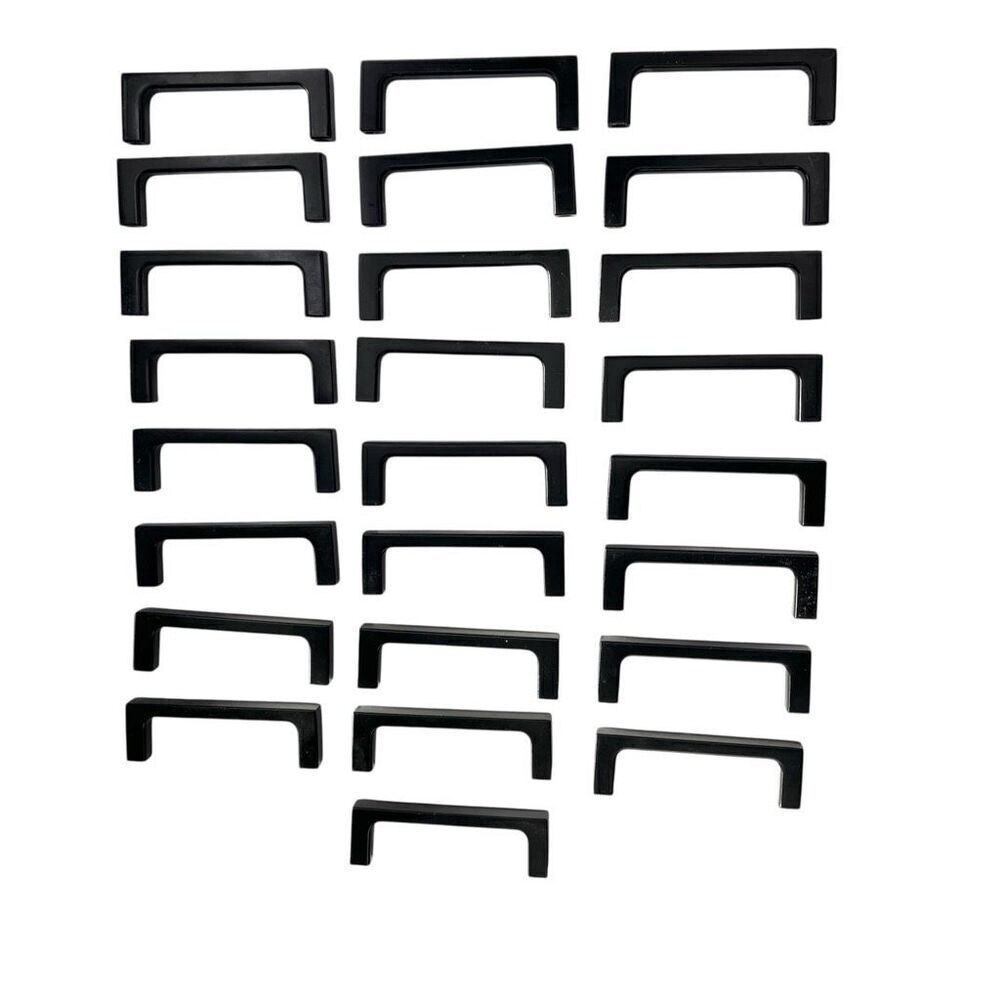 Set of (25) Modern Square 3” Modern Matte Black Cabinet Drawer Pull Handle with